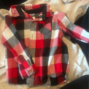 Plaid Button Down Shirt for Kids - Red, Black, and Gray